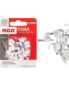 RCA White RG6 or RG59 Nail-In Coaxial Staple (20-Count)