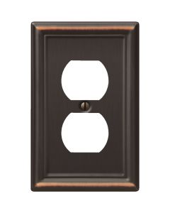 Amerelle Chelsea 1-Gang Stamped Steel Outlet Wall Plate, Aged Bronze