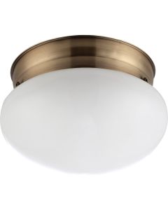 Home Impressions 7-1/2 In. Antique Brass Incandescent Flush Mount Ceiling Light Fixture