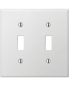 Amerelle PRO 2-Gang Stamped Steel Toggle Switch Wall Plate, Smooth White
