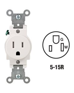 Leviton 15A White Commercial Grade 5-15R Tamper Resistant Single Outlet