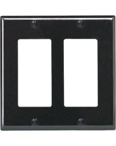 Leviton Decora 2-Gang Smooth Plastic Rocker Decorator Wall Plate, Black