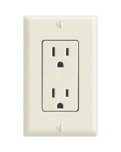 Leviton Decora 15A Light Almond Residential Grade 5-15R Duplex Outlet with Wall Plate