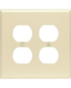 Leviton Mid-Way 2-Gang Smooth Plastic Outlet Wall Plate, Ivory