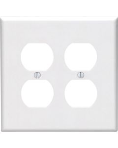 Leviton Mid-Way 2-Gang Smooth Plastic Outlet Wall Plate, White