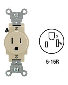Leviton 15A Ivory Commercial Grade 5-15R Tamper Resistant Single Outlet
