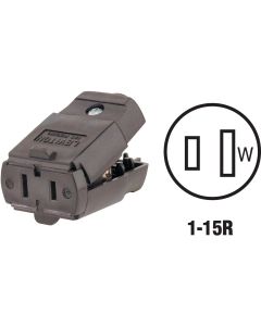 Leviton 15A 125V 2-Wire 2-Pole Hinged Cord Connector, Brown