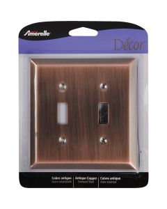 Amerelle 2-Gang Stamped Steel Toggle Switch Wall Plate, Antique Copper