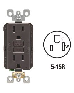 Leviton SmartlockPro Self-Test 15A Brown Residential Grade Rounded Corner 5-15R GFCI Outlet