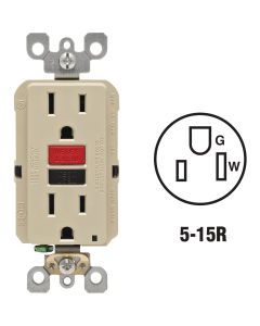 Leviton SmartlockPro Self-Test 15A Ivory Residential Grade 5-15R GFCI Outlet