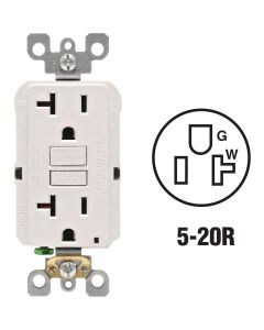 Leviton SmartlockPro Self-Test 20A White Commercial Grade Rounded Corner 5-20R GFCI Outlet