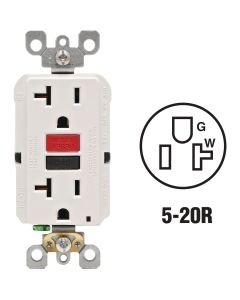 Leviton SmartlockPro Self-Test 20A White Commercial Grade 5-20R GFCI Outlet