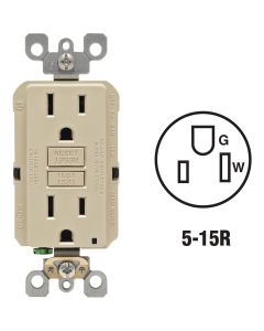 Leviton SmartlockPro Self-Test 15A Ivory Residential Grade Rounded Corner 5-15R GFCI Outlet (3-Pack)