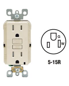 Leviton SmartlockPro Self-Test 15A Light Almond Commercial Grade Tamper Resistant 5-15R GFCI Outlet