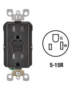 Leviton SmartlockPro Self-Test 15A Black Commercial Grade Tamper Resistant 5-15R GFCI Outlet