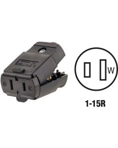 Leviton 15A 125V 2-Wire 2-Pole Hinged Cord Connector, Black