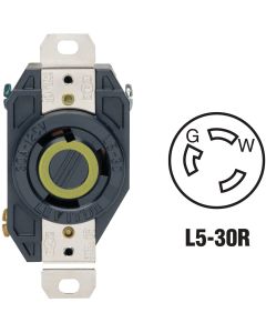 Leviton 30A 125V Black Industrial Grade L5-30R Locking Outlet Receptacle