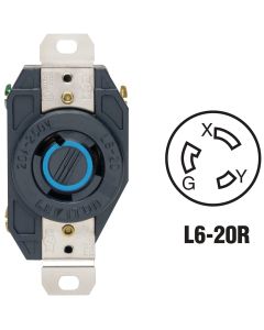 Leviton 20A 250V Black Industrial Grade L6-20R Locking Outlet Receptacle