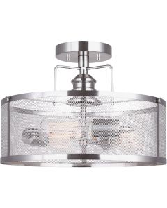 Home Impressions Beckett 15 In. Brushed Nickel Incandescent Semi-Flush Ceiling Light Fixture