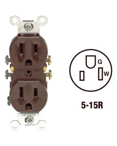 Leviton 15A Brown Shallow Grounded 5-15R Duplex Outlet