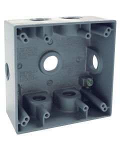 Bell 2-Gang 1/2 In. 7-Outlet Gray Aluminum Electrical Outdoor Outlet Box