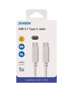 Jensen 3Ft. WhiteType-C USB Charging & Sync Cable