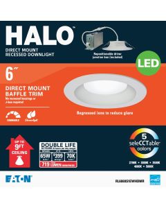 HALO 6 in. Color Selectable (2700K-5000K) Remodel Canless Recessed Integrated LED Kit