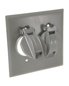 Hubbell 2-Gang Vertical Corrosion Resistant Aluminum Weatherproof Outdoor Outlet Cover
