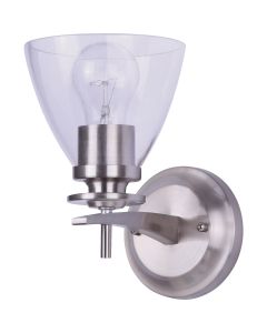 Home Impressions 1-Bulb Brushed Nickel Vanity Bath Light Fixture, Clear Glass