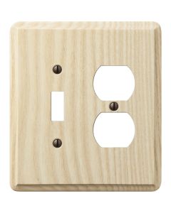 Amerelle 2-Gang Solid Ash Single Toggle/Duplex Outlet Wall Plate, Unfinished Ash