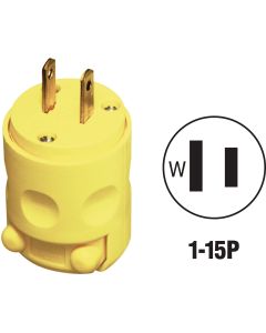 Leviton 15A 125V 2-Wire 2-Pole Residential Grade Cord Plug, Yellow