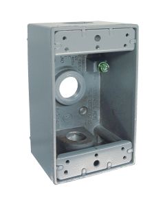 Bell Single Gang 1/2 In. 3-Outlet Gray Aluminum Weatherproof Outdoor Outlet Box