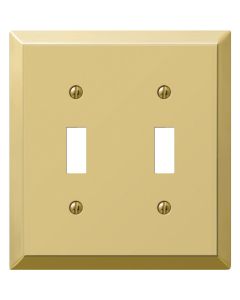 Amerelle 2-Gang Stamped Steel Toggle Switch Wall Plate, Polished Brass