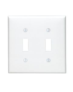 Leviton 2-Gang Thermoplastic Nylon Toggle Switch Wall Plate, White