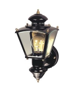 Heath Zenith Black Motion Activated/Dusk-To-Dawn Incandescent Outdoor Wall Light Fixture