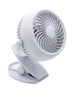 Denali Aire 4 In. Stepless Speed White Rechargeable USB Clip-On Fan