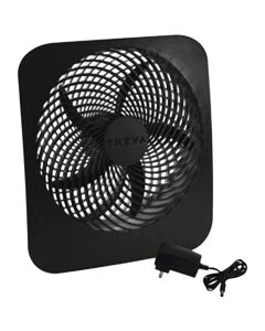 Treva 10 In. 2-Speed Gray Electric or Battery Operated Table Fan