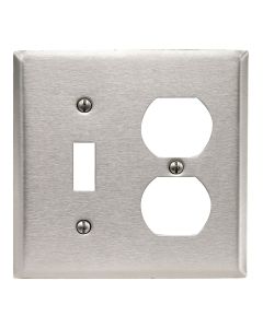 Leviton 2-Gang Stainless Steel Single Toggle/Duplex Outlet Wall Plate