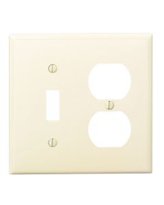 Leviton Commercial Grade 2-Gang Thermoplastic Single Toggle/Duplex Outlet Wall Plate, Ivory