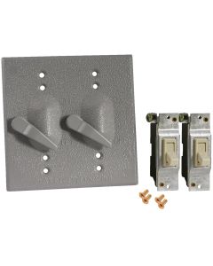 Bell 2-Toggle Vertical Mount Gray Weatherproof Electrical Cover with Switches