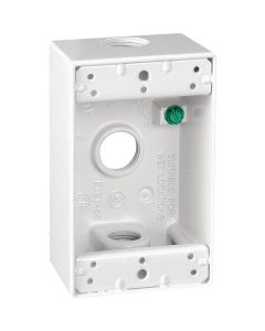 Southwire Single Gang 1/2 In. 3-Hole White Weatherproof Junction Box