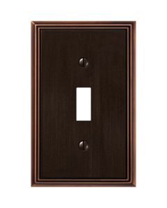 Amerelle Metro Line 1-Gang Cast Metal Toggle Switch Wall Plate, Aged Bronze