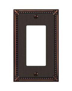Amerelle Imperial 1-Gang Bead Cast Metal Rocker Decorator Wall Plate, Aged Bronze