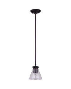 Home Impressions 1-Bulb Oil Rubbed Bronze Incandescent Pendant Light Fixture, Seeded Glass