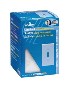 Leviton 1-Gang Plastic Toggle Switch Wall Plate, White (10-Pack)