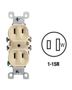 Leviton 15A Ivory Residential Grade 1-15R Duplex Outlet