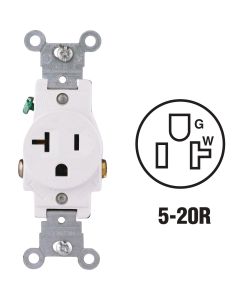 Leviton 20A White Commercial Grade 5-20R Shallow Single Outlet