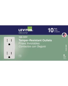 Leviton Decora 15A White Tamper Resistant 5-15R Duplex Outlet (10-Pack)