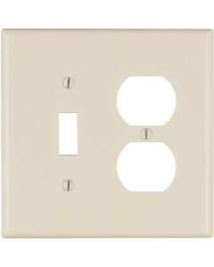 Leviton Mid-Way 2-Gang Thermoset Single Toggle/Duplex Outlet Wall Plate, Light Almond
