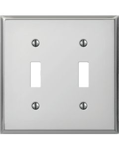 Amerelle PRO 2-Gang Stamped Steel Toggle Switch Wall Plate, Polished Chrome